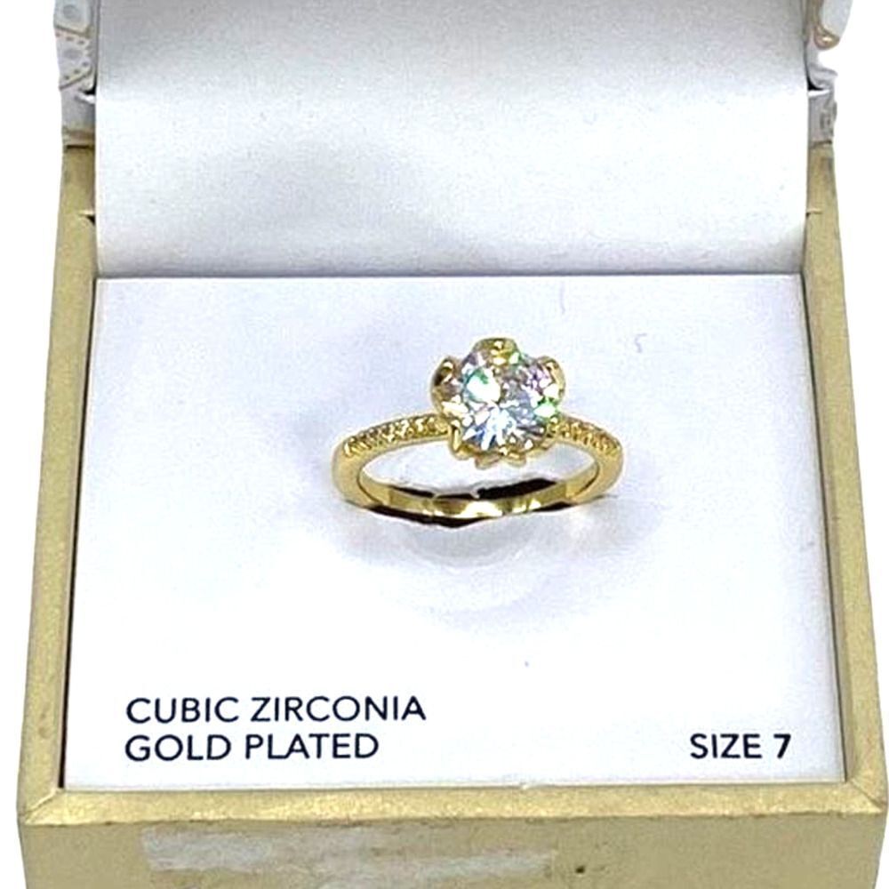 Charter Club Women Ring Gold-Tone Cushion-Cut Crystal Clear NWT Slip On Size 7